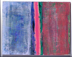PINK in the Middle – Painting Colors 10X8 Distressed Art Dada Surrealism