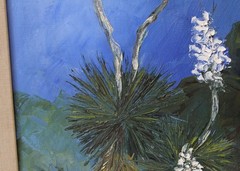 Alix Stefan 16×20 Vintage Oil Painting Desert Yucca Flower Carved Mexican Frame