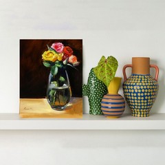 ROSES Flowers Still Life Oil painting UKRAINE 8X10