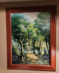 BEAUTIFUL VINTAGE OIL ON BOARD PAINTING SIGNED BY DARIN LANDSCAPE 30X37″ FRAMED
