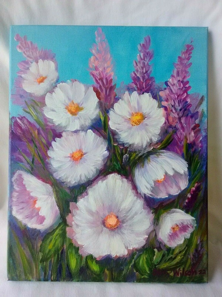 Original Acrylic Painting „11×14“ Canvas,Floral Flowers Nature Home Decor Art