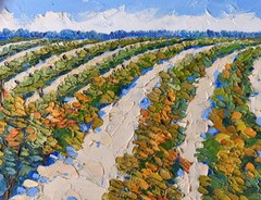 Original Art Oil Painting Vineyard Tuscany Landscape on Canvas Board 24x30cm