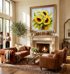 Original Sunflower Oil Painting Impasto Floral Art Hand Painted Canvas Decor