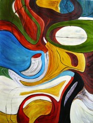 Abstract Oil Painting on canvas „Colors of Yesterday “ – size 28″x36″