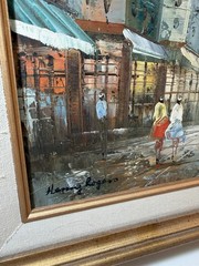 Original VTG Henry Roger Oil Painting Canvas Paris Street Scene Signed 8”x10”