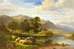 Sheeps on the hillside Oil Painting Giclee Art Printed on canvas L1975