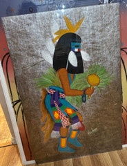 ALICE ASMAR ORIGINAL PAINTING „ZUNI RAINDANCER“ 36″ X 24″ CASEIN ON IZUMO PAPER