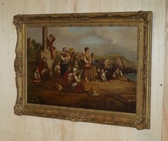 EXQUISITE ORIGINAL W.G FOSTER LARGE OIL PAINTING „WAITING FOR THE FLEETS RETURN“