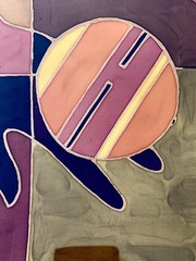 One of 4 Art Deco Abstract Original Painting By Sara Lee Framed into the Painted