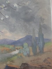 1938 Antique Gaston Levi Levy Listed Artist Restorer Watercolor Gouache Painting