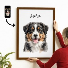 Pet Portrait,8×10 Custom Pet Portrait, Pet Portrait Custom,Watercolor Dog Print,