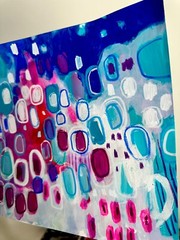 Winter Themed NEON Contemporary Abstract Painting 8.5x11in Original Art on Paper