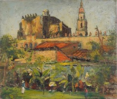 Jean Schweckler 1888-1962 Cuernavaca Mexico Mission 1957 Original Oil Painting