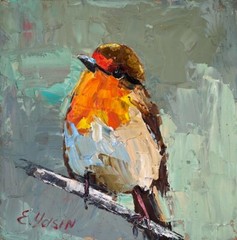 Original oil painting Robin bird Bird lover gift Hand painted Nature art 8 x 8