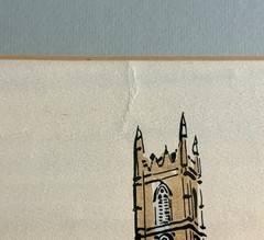 Original Watercolor Montreal Cityscape Notre Dame Church Artist Signed 1974