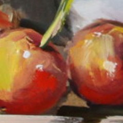 RED CHERRIES still life Oil painting UKRAINE 8X10
