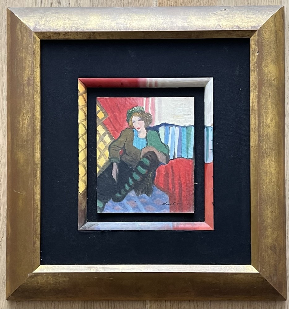 Original Contemporary portrait RECLINING WOMAN Manner of Isaac TARKAY Signed