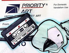 Juan Muniz 2016 „Postal“ Graffiti Mixed Media Painting on Canvas 22×30 Urban Art