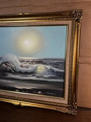 Framed Signed Original Art Senic Beach Scene 25 X 21 Inches