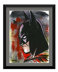 9×12 Batman profile Original Painting Superhero Pop Art Comic Book Inspired Art