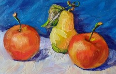 Pear Impasto Painting Original Art Impression Oil Painting 7.8 x 11.8 in