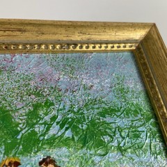 Vintage 6×5” Textured Painting Girl Boy Field of Flowers Impressionist Landscape
