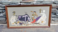 Rare Carlo of Hollywood Matador & Bull Mid Century Art Authentic Hand Painted