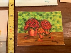 12 Small Miniature Paintings 1970’s and 80’s Unframed Signed Floral Still Life