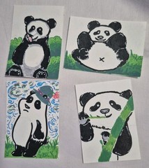 ACEO ATC Original Acrylic Marker Cute Panda By Hue_miliation
