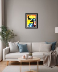 Original Bull Painting 9×12 Western Longhorn Abstract Cowboy Southwest Art