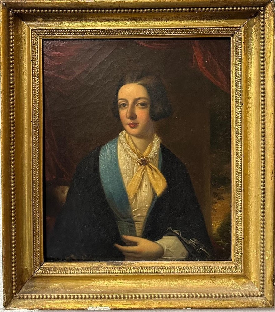 Irish School (mid 19TH Cen-ry) : Portrait Of A Young Lady, Oil On Canvas ,Framed