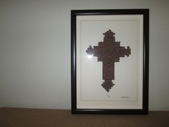 Signed + Numbered Framed Art Ornated Rusty Iron Cross