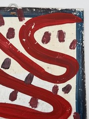 Original Mose Tolliver T Red Snake Folk Art Soda Can Tab Hanger 9.5″ x 9.5″ Read