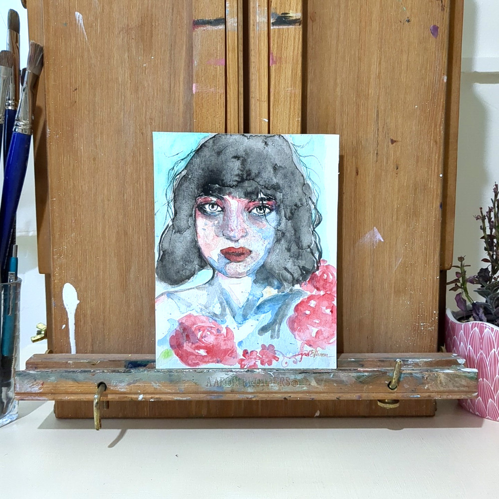 Original Watercolor Painting Portrait Study 6×8 by JJ
