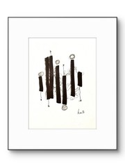 Original Abstract 9X12 Expressionism Paper Black White Handmade Signed Decor 25