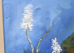 Alix Stefan 16×20 Vintage Oil Painting Desert Yucca Flower Carved Mexican Frame