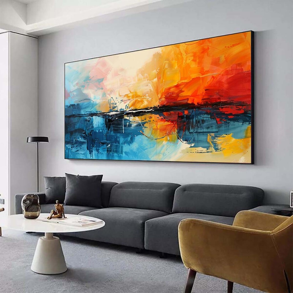 Red Large Wall Art Paintings Red Hand Painted Abstract Oil Painting on Canvas