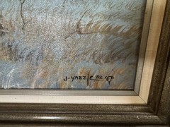 J. Yazzi Signed Framed Native American Horse Landscape Painting Original 1982