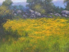 Texas bluebonnet school contemporary art flowering field Hill Country signed