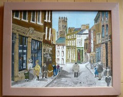 L. CLARK, LLOYD CLARK ? VINTAGE ENGLISH MARKET STREET SCENE MODERNISM MODERN ART