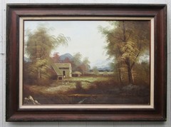 Cho Young K Signed Oil Painting Korean Mountain Landscape Framed 45×33