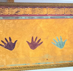 Native Inspired Handprint Friendship Blanket Wall Art Southwestern Gold XL 65”