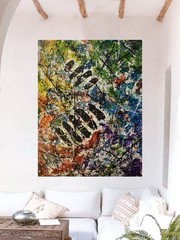Jackson Pollock Style Giant Canvas Painting 84”X62” (7 Foot) Abstract Modern XL