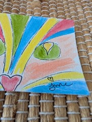 ACEO Original Art Painting Whimsical Rainbow Cat Watercolor & pen Signed