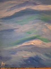 Original Hand Painted 11×14 Expressionist Ocean Blue Acrylic Panel Art Signed