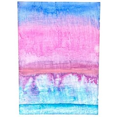 ACEO Original Art Watercolor and Watersoluble Wax Pastel ATC on Yupo Pink Blue