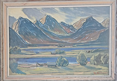 SCANDINAVIAN MODERNIST LANDSCAPE PAINTING „GUDBRANDSDALEN“ 1961 GUNNAR NERLUND.