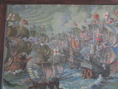 INCREDIBLE NAUTICAL LARGE OIL PAINTING ANTIQUE SHIPS MYSTERY ARTIST SIGNED PORT