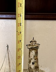 Mid-Century Harbor Painting Signed Tammy Peters – Coastal Boats & Lighthouse