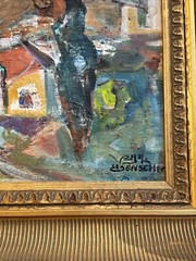 JACOB EISENSCHER PAINTING ISRAEL AUSTRIA MODERNIST LANDSCAPE FAMOUS LISTED RARE